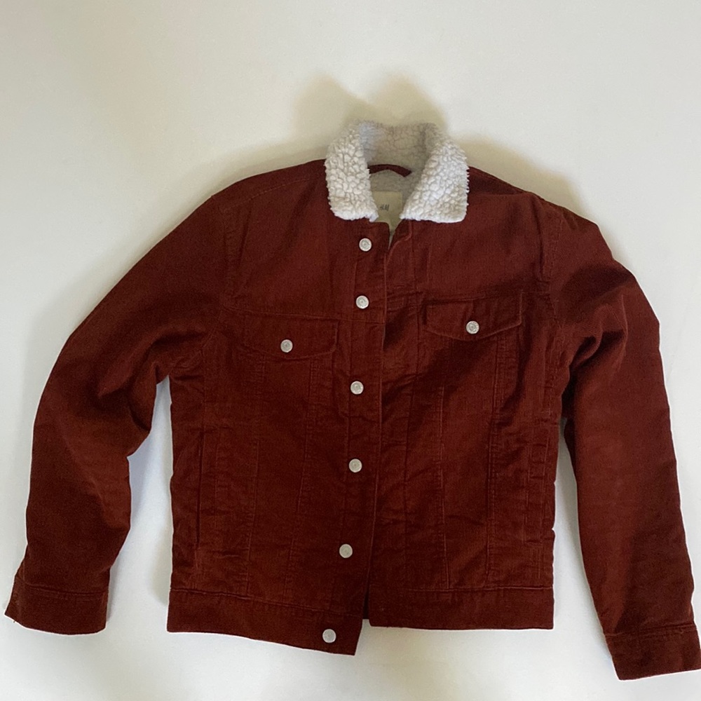 H&M Size S Burgundy Corduroy Jacket